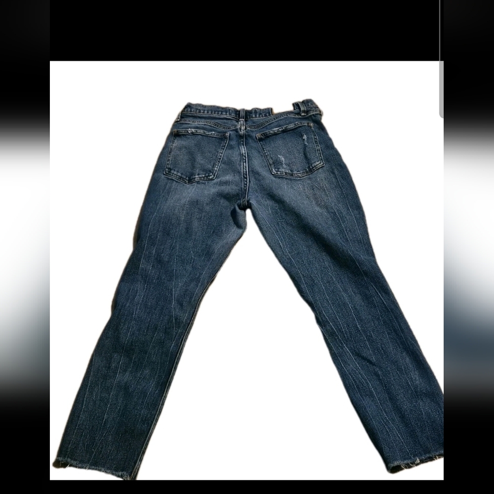 Abercrombie & Fitch Women's Sz 27/4r Mom Jeans Distressed Raw Hem - Picture 3 of 4